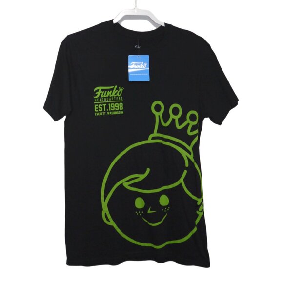 FUNKO black T Shirt with neon green logo 100% cotton men's size M, NEW - Picture 1 of 4